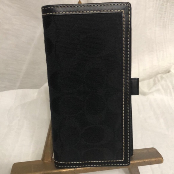 Coach Handbags - Coach Signature Jacquard Check Book Holder EUC